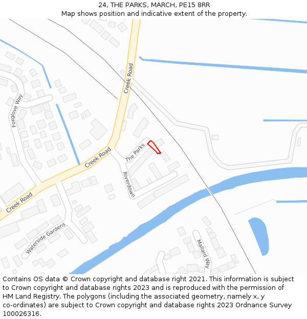 24, THE PARKS, MARCH, PE15 8RR: Location map and indicative extent of plot