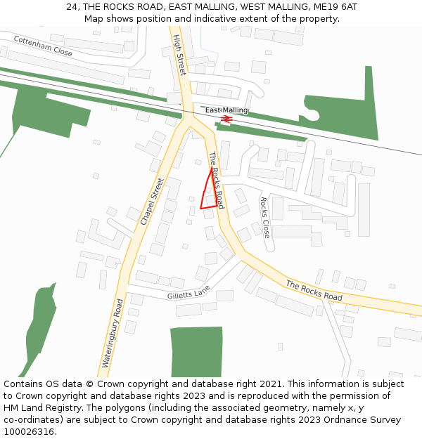 24, THE ROCKS ROAD, EAST MALLING, WEST MALLING, ME19 6AT: Location map and indicative extent of plot