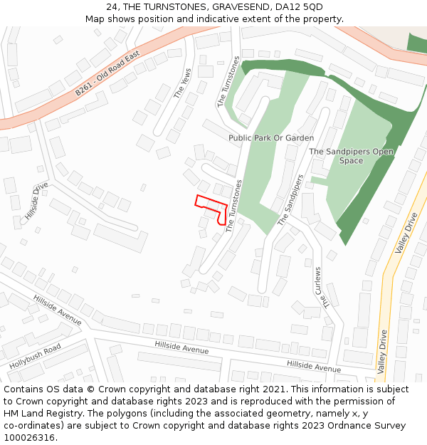24, THE TURNSTONES, GRAVESEND, DA12 5QD: Location map and indicative extent of plot