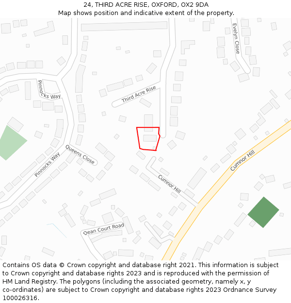 24, THIRD ACRE RISE, OXFORD, OX2 9DA: Location map and indicative extent of plot