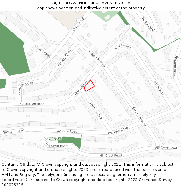 24, THIRD AVENUE, NEWHAVEN, BN9 9JA: Location map and indicative extent of plot