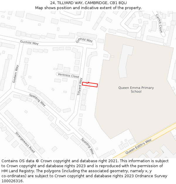 24, TILLYARD WAY, CAMBRIDGE, CB1 8QU: Location map and indicative extent of plot