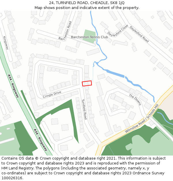 24, TURNFIELD ROAD, CHEADLE, SK8 1JQ: Location map and indicative extent of plot