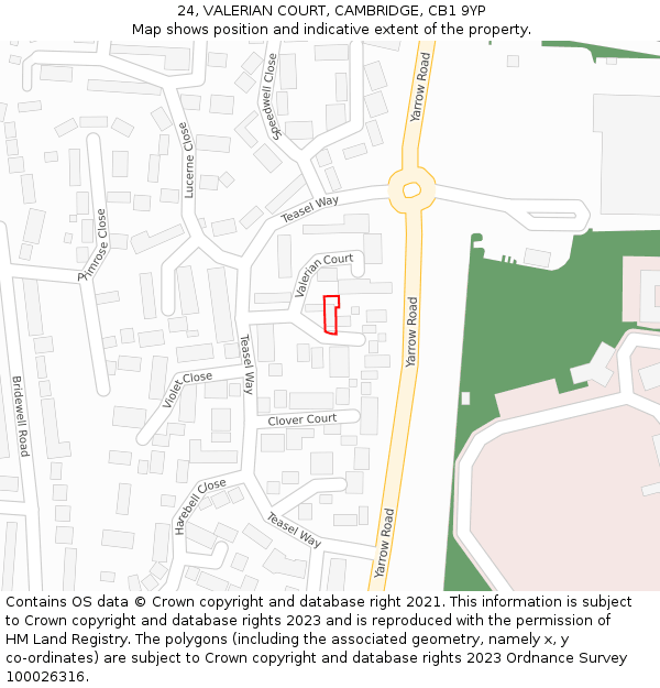 24, VALERIAN COURT, CAMBRIDGE, CB1 9YP: Location map and indicative extent of plot