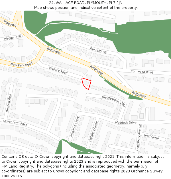 24, WALLACE ROAD, PLYMOUTH, PL7 1JN: Location map and indicative extent of plot