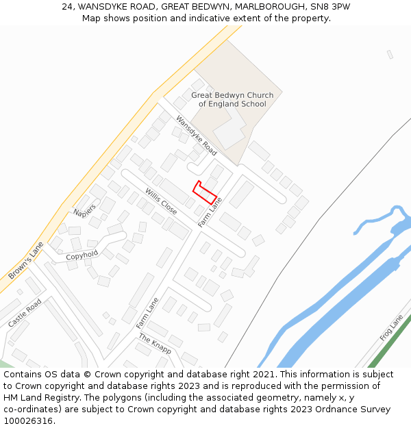 24, WANSDYKE ROAD, GREAT BEDWYN, MARLBOROUGH, SN8 3PW: Location map and indicative extent of plot