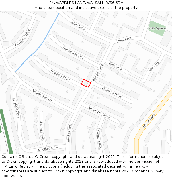 24, WARDLES LANE, WALSALL, WS6 6DA: Location map and indicative extent of plot