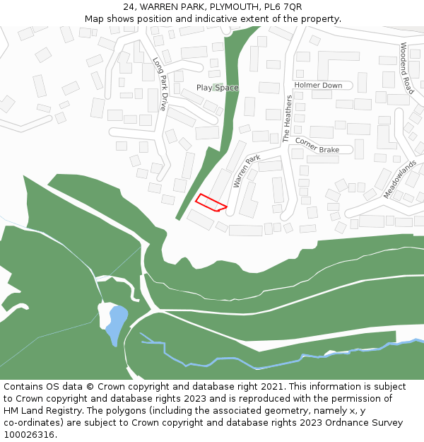 24, WARREN PARK, PLYMOUTH, PL6 7QR: Location map and indicative extent of plot
