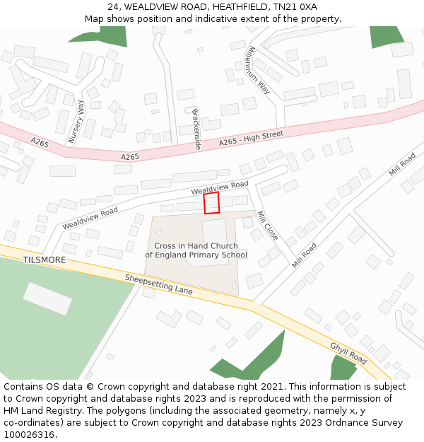 24, WEALDVIEW ROAD, HEATHFIELD, TN21 0XA: Location map and indicative extent of plot