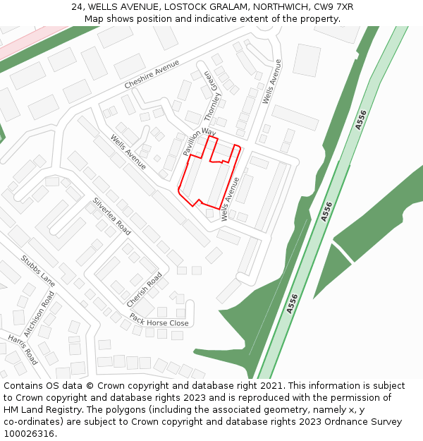 24, WELLS AVENUE, LOSTOCK GRALAM, NORTHWICH, CW9 7XR: Location map and indicative extent of plot