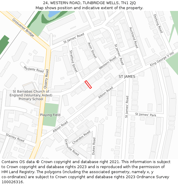 24, WESTERN ROAD, TUNBRIDGE WELLS, TN1 2JQ: Location map and indicative extent of plot