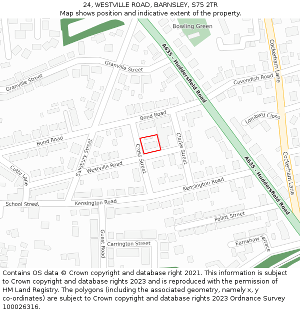 24, WESTVILLE ROAD, BARNSLEY, S75 2TR: Location map and indicative extent of plot