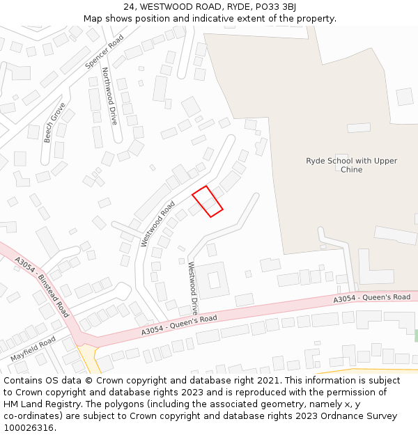 24, WESTWOOD ROAD, RYDE, PO33 3BJ: Location map and indicative extent of plot