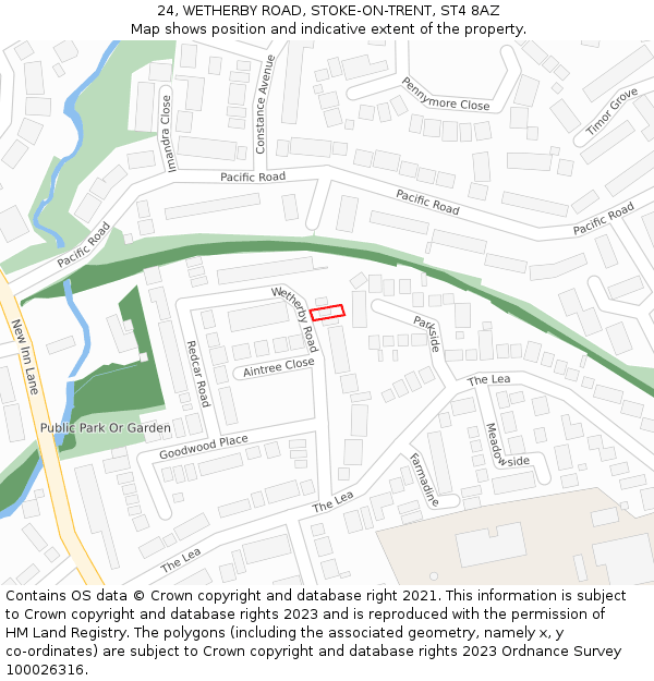 24, WETHERBY ROAD, STOKE-ON-TRENT, ST4 8AZ: Location map and indicative extent of plot