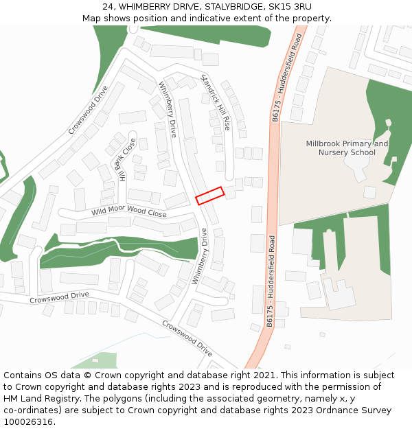 24, WHIMBERRY DRIVE, STALYBRIDGE, SK15 3RU: Location map and indicative extent of plot