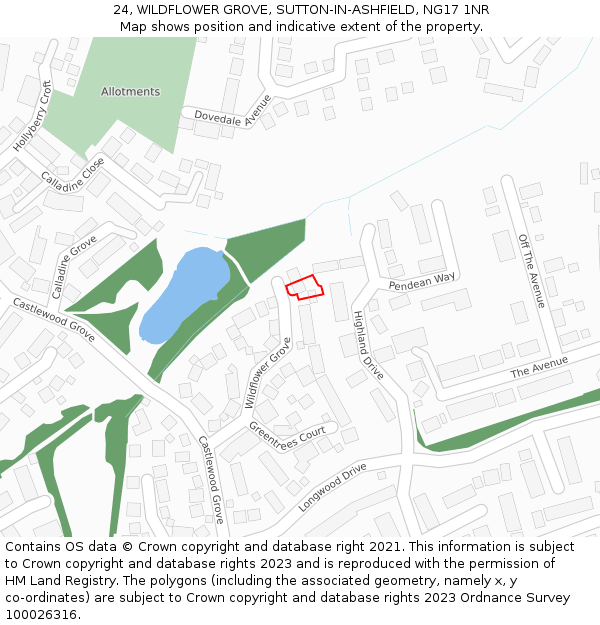 24, WILDFLOWER GROVE, SUTTON-IN-ASHFIELD, NG17 1NR: Location map and indicative extent of plot