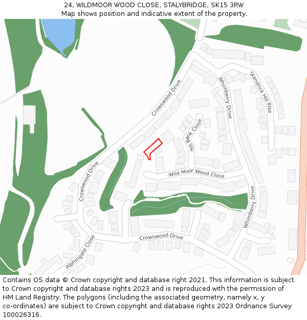 24, WILDMOOR WOOD CLOSE, STALYBRIDGE, SK15 3RW: Location map and indicative extent of plot