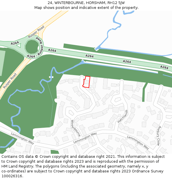 24, WINTERBOURNE, HORSHAM, RH12 5JW: Location map and indicative extent of plot