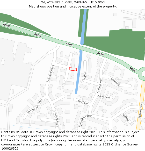 24, WITHERS CLOSE, OAKHAM, LE15 6GG: Location map and indicative extent of plot