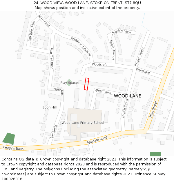 24, WOOD VIEW, WOOD LANE, STOKE-ON-TRENT, ST7 8QU: Location map and indicative extent of plot