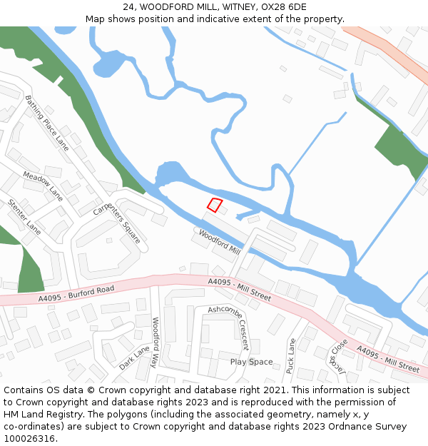 24, WOODFORD MILL, WITNEY, OX28 6DE: Location map and indicative extent of plot