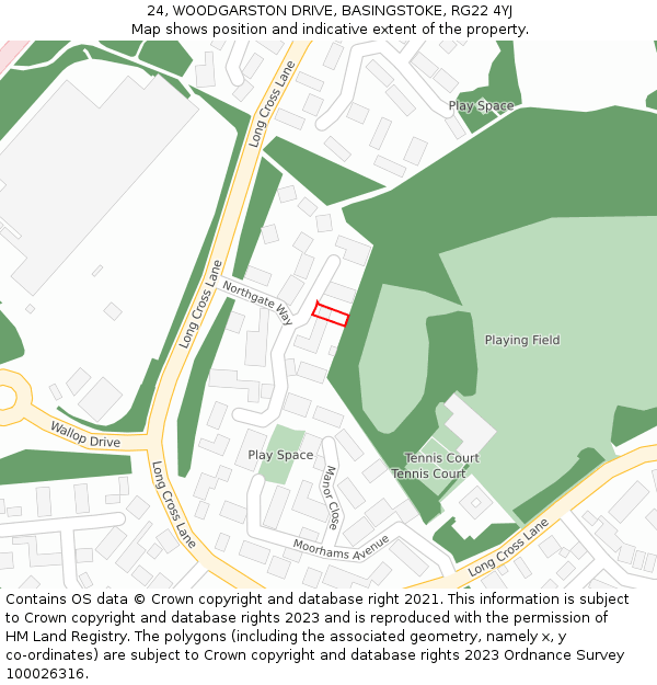 24, WOODGARSTON DRIVE, BASINGSTOKE, RG22 4YJ: Location map and indicative extent of plot