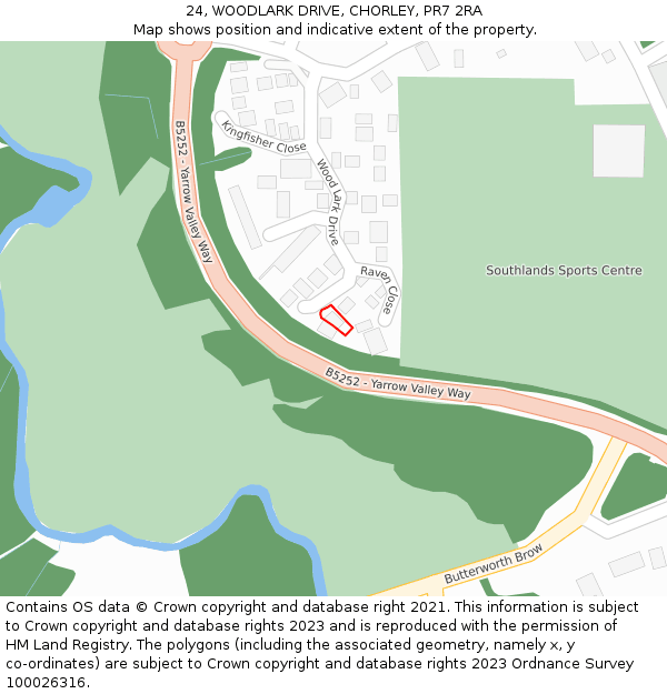 24, WOODLARK DRIVE, CHORLEY, PR7 2RA: Location map and indicative extent of plot