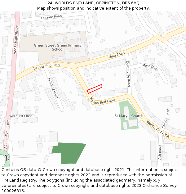 24, WORLDS END LANE, ORPINGTON, BR6 6AQ: Location map and indicative extent of plot