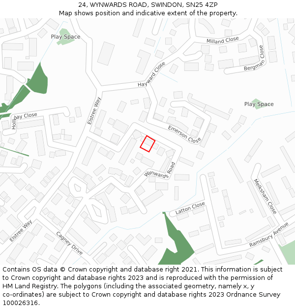 24, WYNWARDS ROAD, SWINDON, SN25 4ZP: Location map and indicative extent of plot