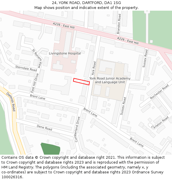 24, YORK ROAD, DARTFORD, DA1 1SG: Location map and indicative extent of plot