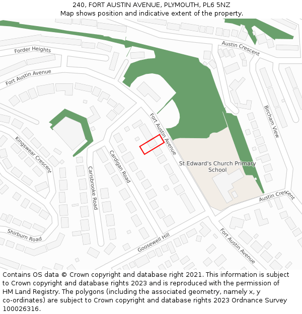 240, FORT AUSTIN AVENUE, PLYMOUTH, PL6 5NZ: Location map and indicative extent of plot