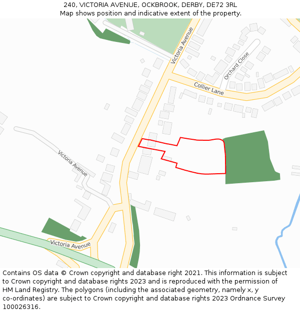 240, VICTORIA AVENUE, OCKBROOK, DERBY, DE72 3RL: Location map and indicative extent of plot