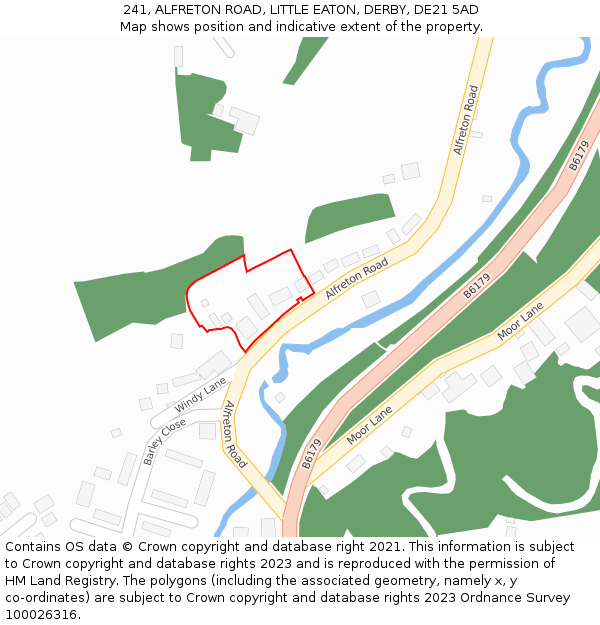 241, ALFRETON ROAD, LITTLE EATON, DERBY, DE21 5AD: Location map and indicative extent of plot