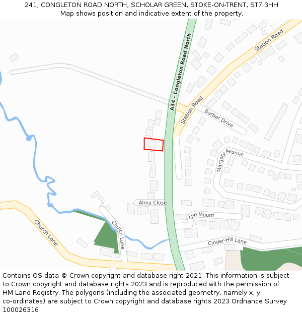 241, CONGLETON ROAD NORTH, SCHOLAR GREEN, STOKE-ON-TRENT, ST7 3HH: Location map and indicative extent of plot