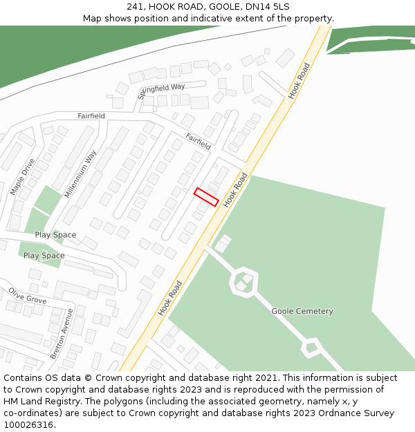 241, HOOK ROAD, GOOLE, DN14 5LS: Location map and indicative extent of plot
