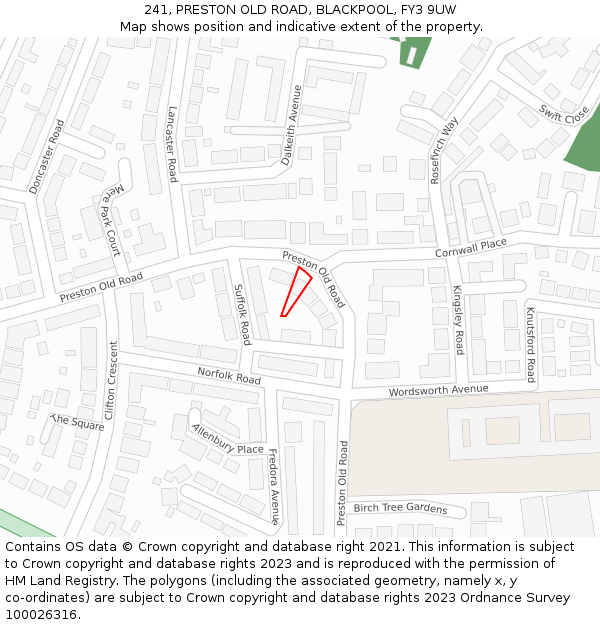 241, PRESTON OLD ROAD, BLACKPOOL, FY3 9UW: Location map and indicative extent of plot