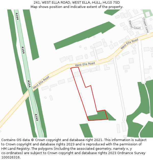 241, WEST ELLA ROAD, WEST ELLA, HULL, HU10 7SD: Location map and indicative extent of plot