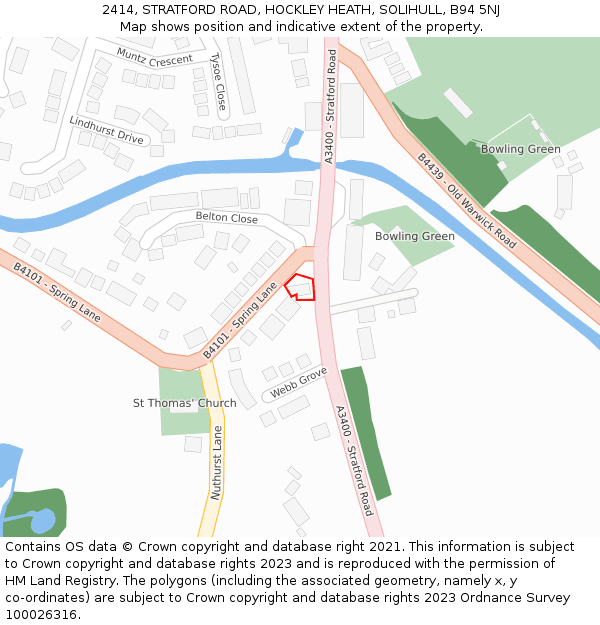 2414, STRATFORD ROAD, HOCKLEY HEATH, SOLIHULL, B94 5NJ: Location map and indicative extent of plot