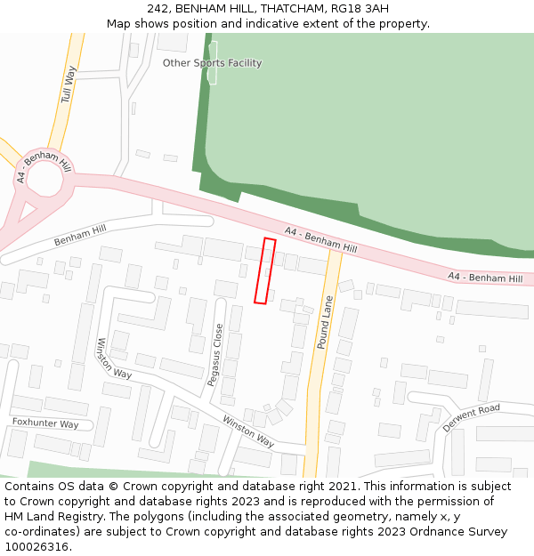 242, BENHAM HILL, THATCHAM, RG18 3AH: Location map and indicative extent of plot