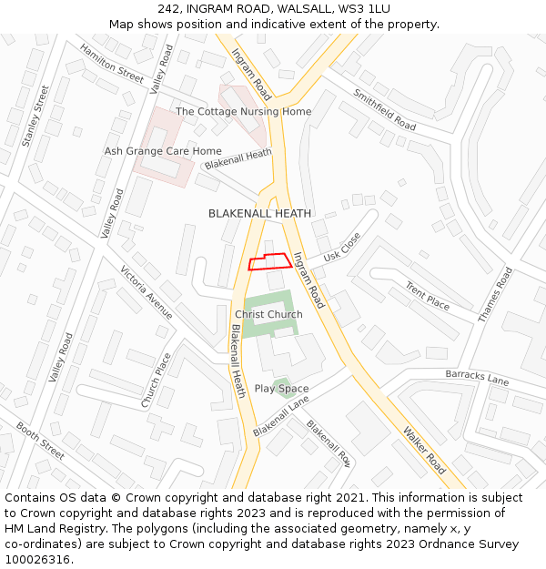 242, INGRAM ROAD, WALSALL, WS3 1LU: Location map and indicative extent of plot
