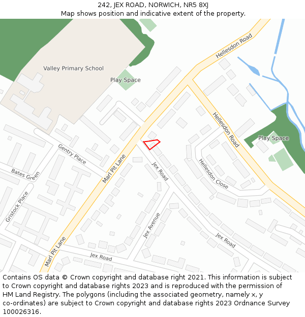 242, JEX ROAD, NORWICH, NR5 8XJ: Location map and indicative extent of plot