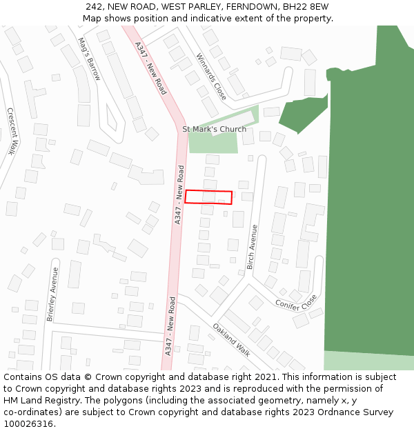 242, NEW ROAD, WEST PARLEY, FERNDOWN, BH22 8EW: Location map and indicative extent of plot