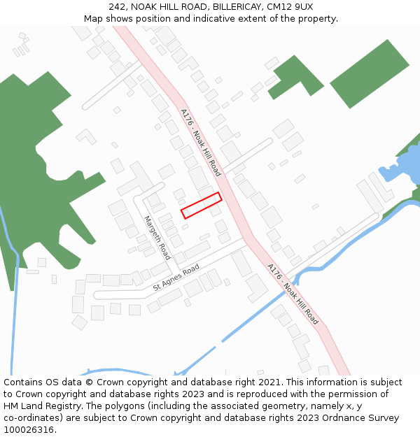242, NOAK HILL ROAD, BILLERICAY, CM12 9UX: Location map and indicative extent of plot