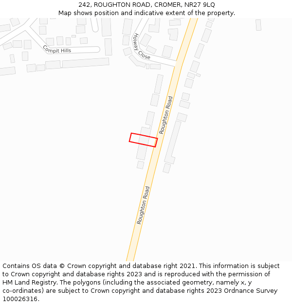 242, ROUGHTON ROAD, CROMER, NR27 9LQ: Location map and indicative extent of plot