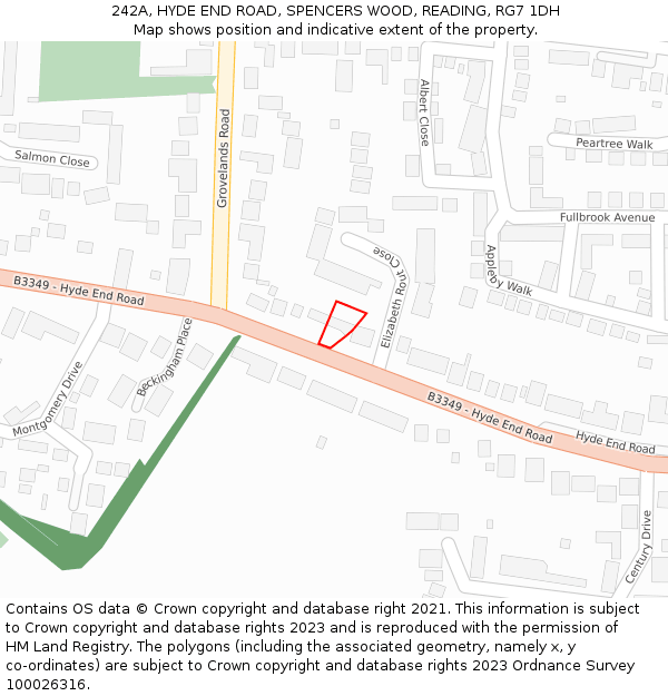 242A, HYDE END ROAD, SPENCERS WOOD, READING, RG7 1DH: Location map and indicative extent of plot