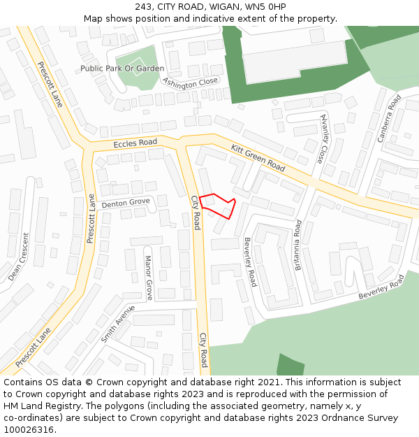 243, CITY ROAD, WIGAN, WN5 0HP: Location map and indicative extent of plot