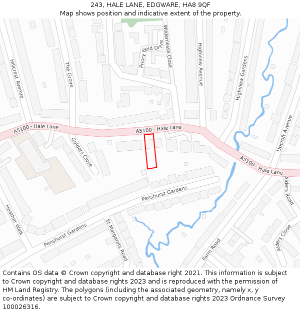 243, HALE LANE, EDGWARE, HA8 9QF: Location map and indicative extent of plot