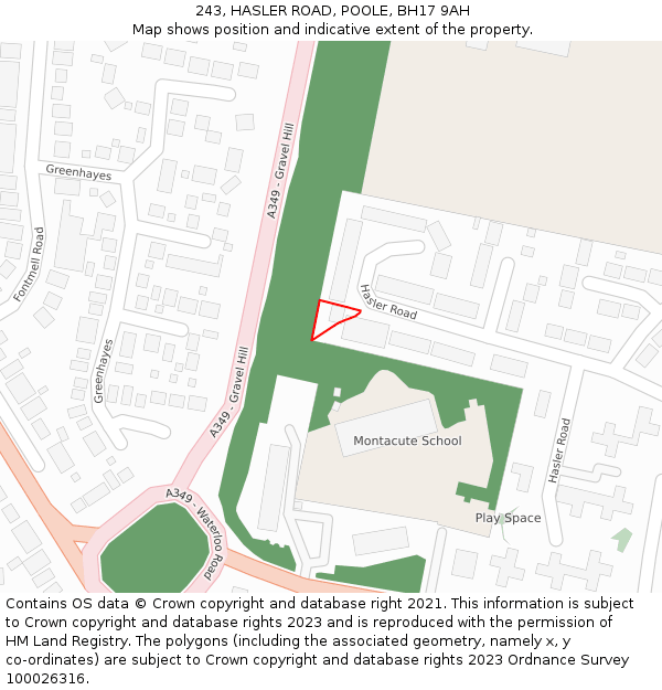 243, HASLER ROAD, POOLE, BH17 9AH: Location map and indicative extent of plot