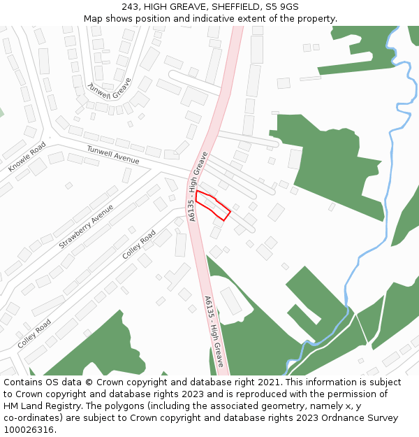 243, HIGH GREAVE, SHEFFIELD, S5 9GS: Location map and indicative extent of plot