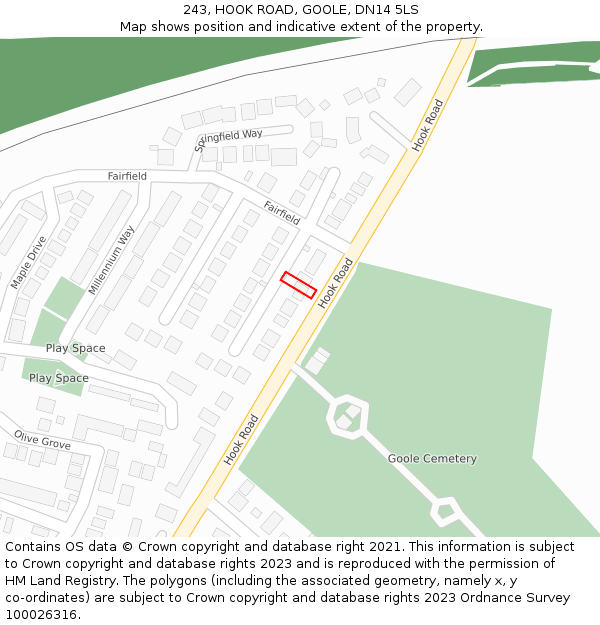 243, HOOK ROAD, GOOLE, DN14 5LS: Location map and indicative extent of plot